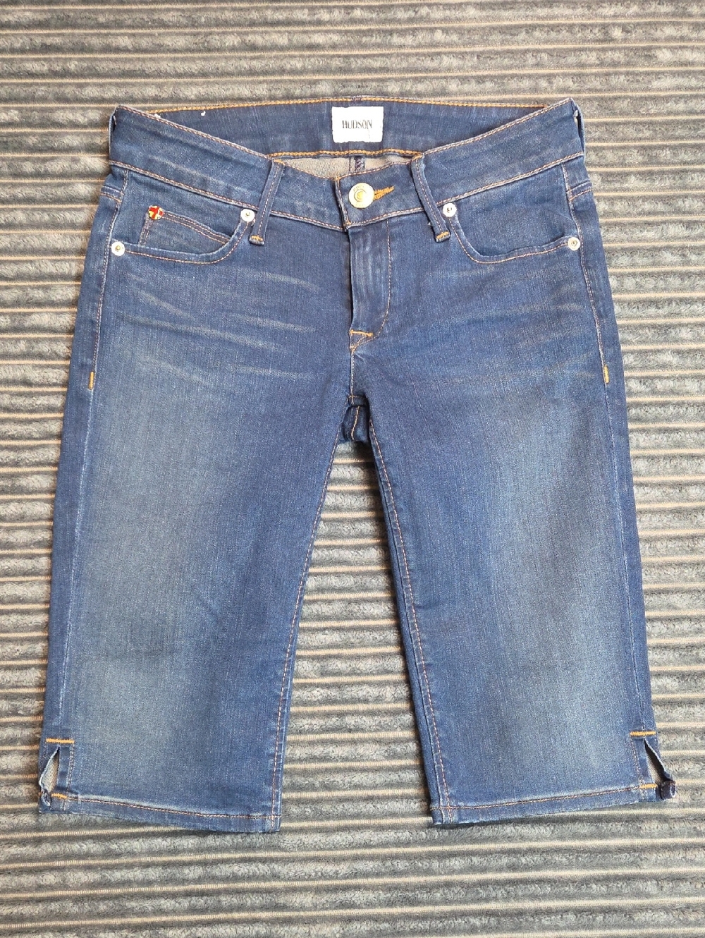 Hudson Jeans Indigo Cropped Denim Shorts with Side Slits